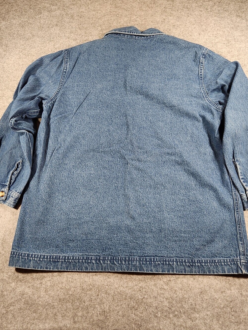 Vintage Take Two Embroidered Blue Denim Chore Jacket with Fall Patchwork Xlarge - Picture 3 of 11